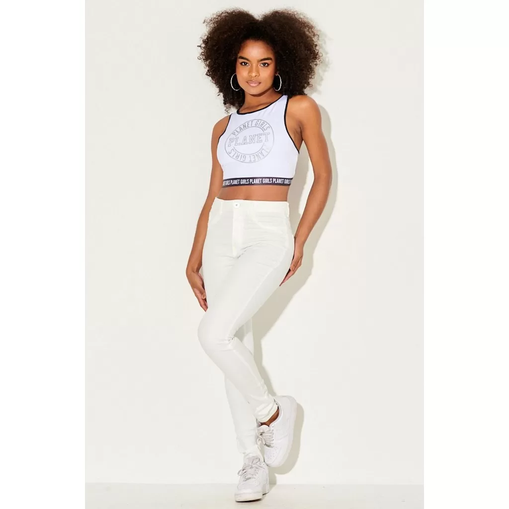 Calça Feminina Skinny Casual Lisa Planet Girls Branco