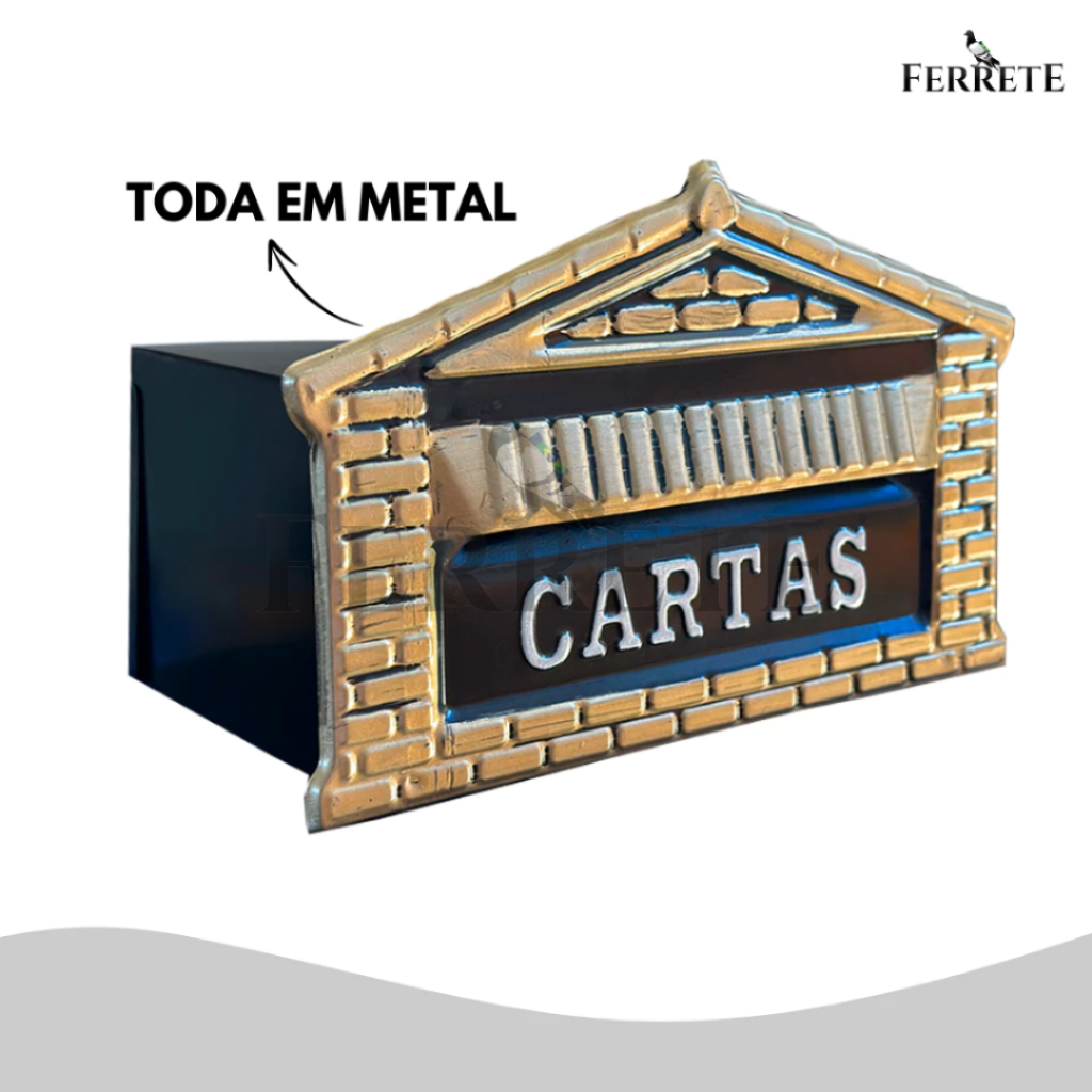 Caixa de Correio de Metal Modelo Tijolinho 15x25cm Para Muro e Grade