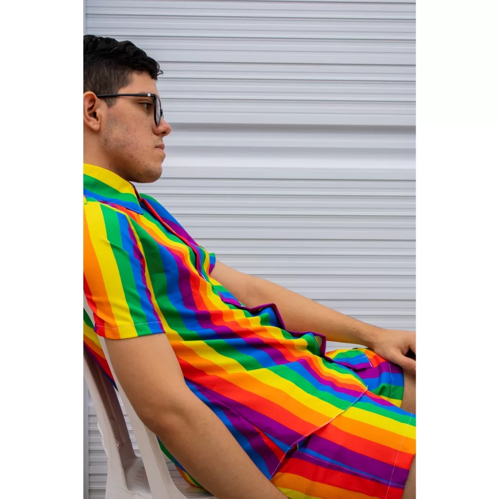 Conjunto Kit Short e Camisa Bandeira LGBT+ Unissex Masculino Feminino confortável tecido premium