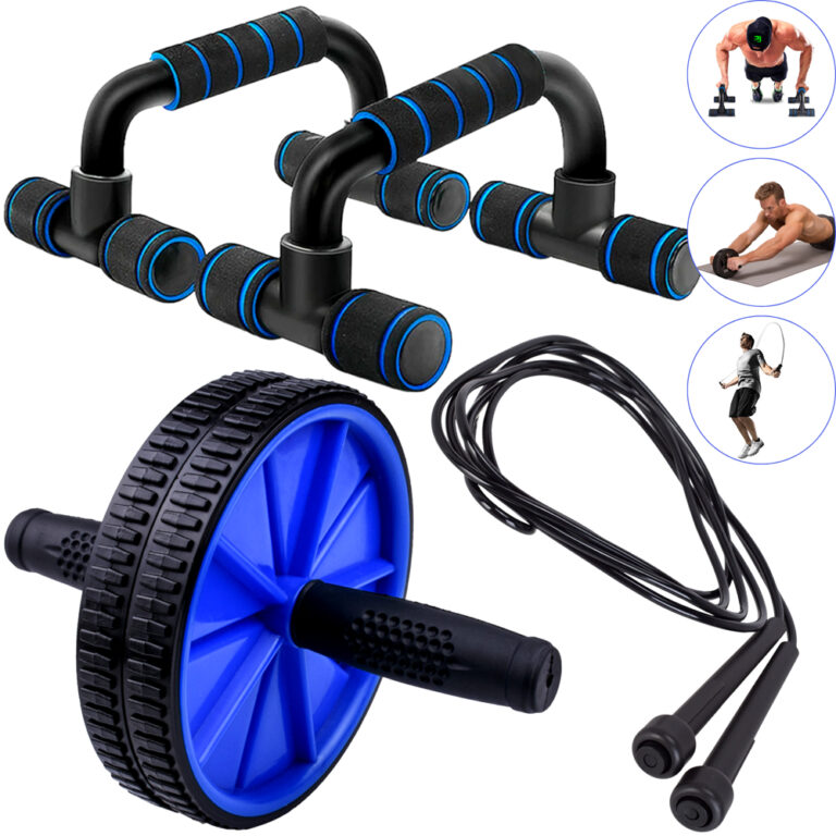 Kit Roda Abdominal Barra De Flexão Corda De Pular