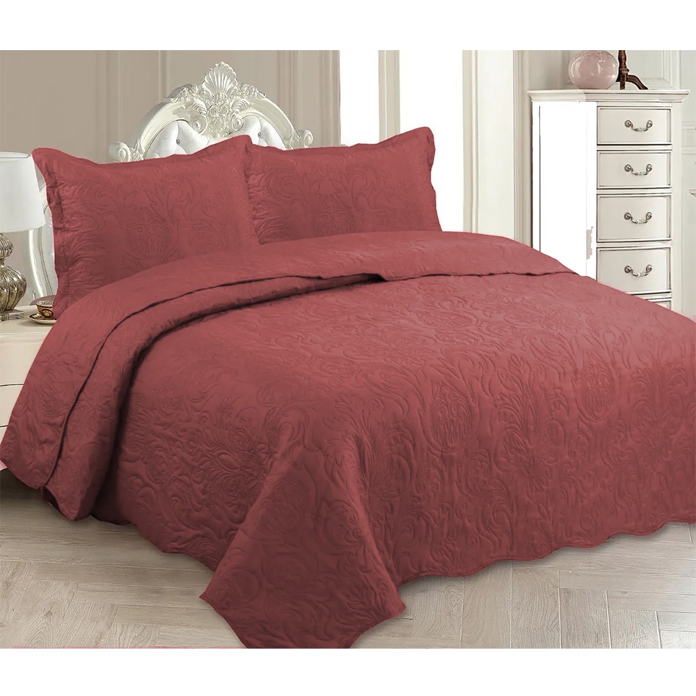 Colcha Casal Cobre Leito 3 Peças Matelada King Jazmini Kit Cama Queen Solteiro Percal 200 Fios Dupla