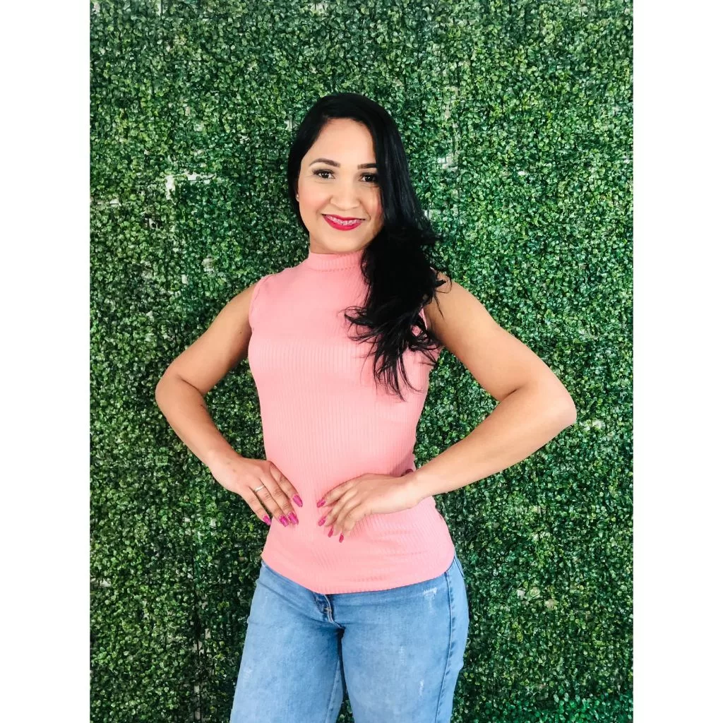 Blusinha Feminina Gola Alta JOANA /malha/Canelado  Garrafinha 2024- MODA PRIMAVERA E VERÃO