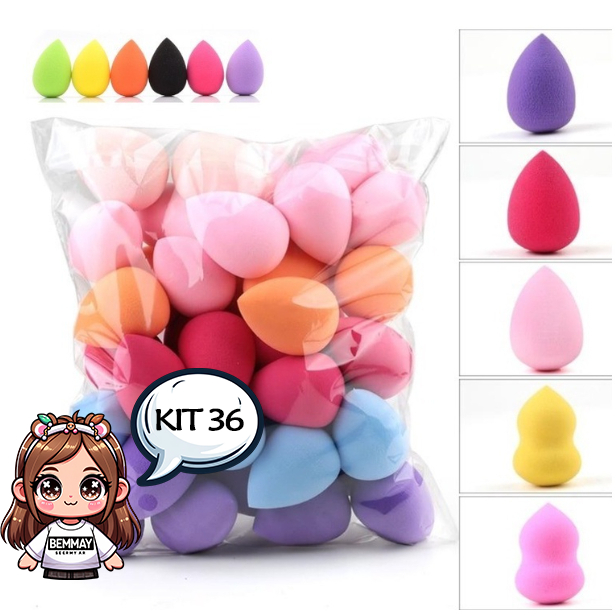 Kit 12/24/36 Esponjas de Maquiagem Coloridas : Cad
