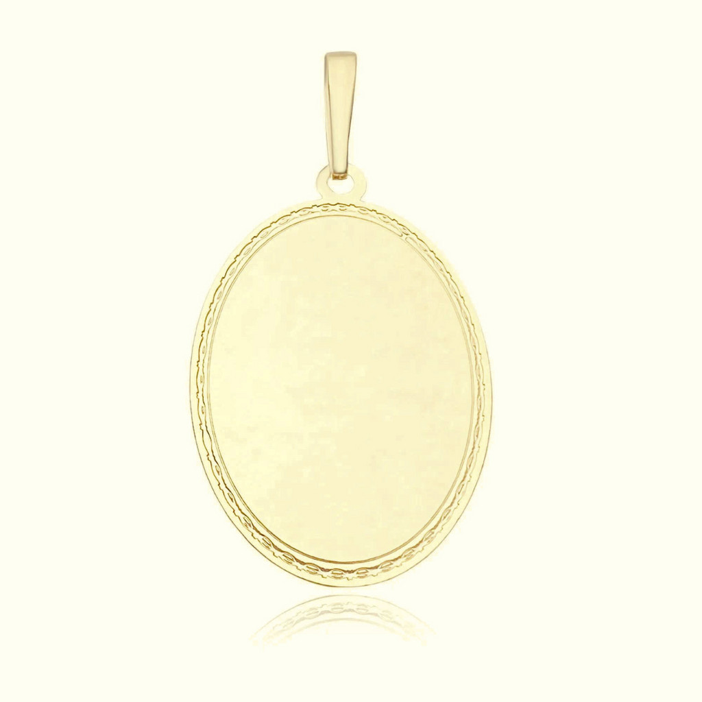 Pingente de Ouro 18k Masculino Grande Oval Para Gravação Banhado a Ouro