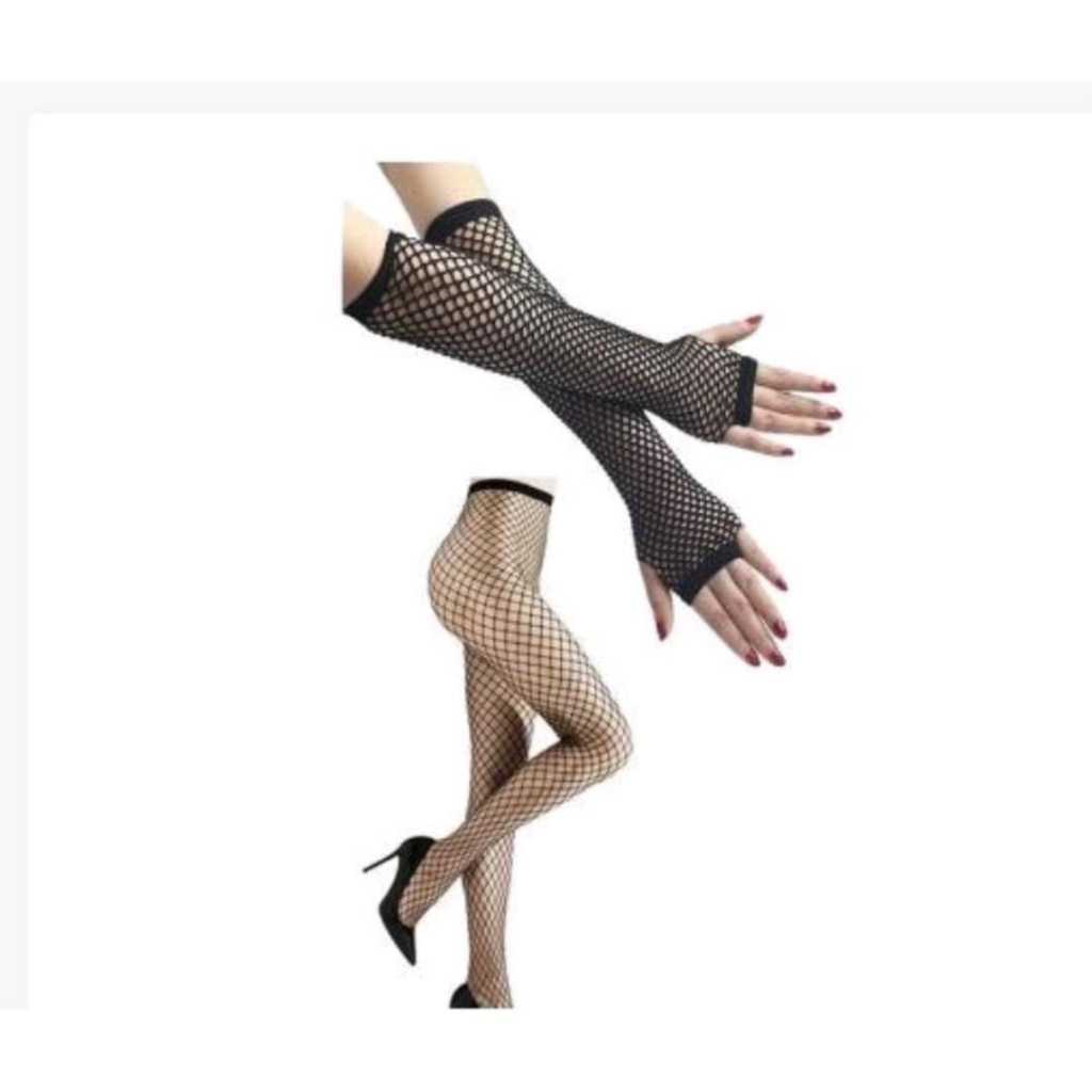 Kit 1 Luva Arrastão Longa + 1 Meia Arrastão