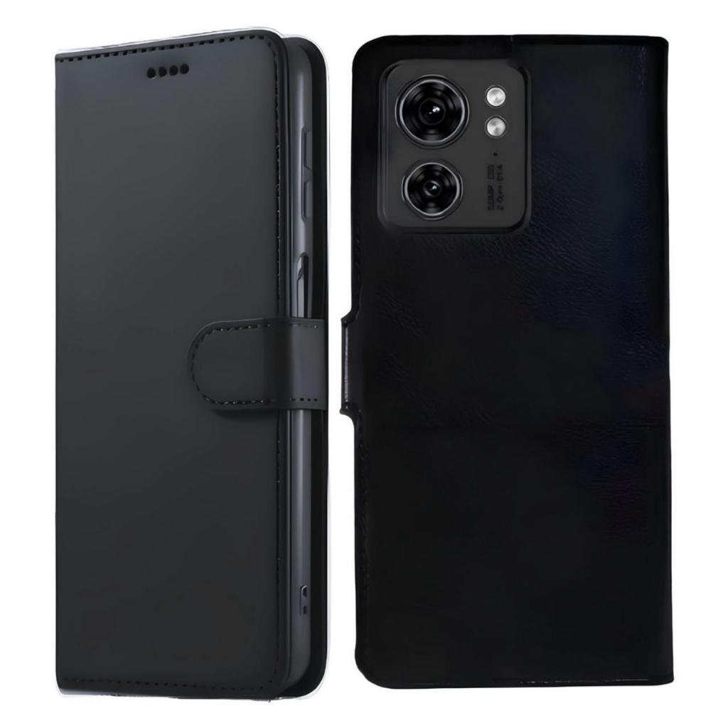 Capa Carteira Flip Preta + Película 3D Para Motorola Edge 40