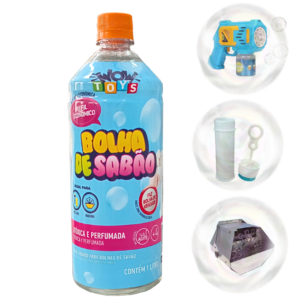 Refil 1L Liquido Bubble WowToys Para Maquina De Fazer Bolhas De Sabão brinquedo pistola