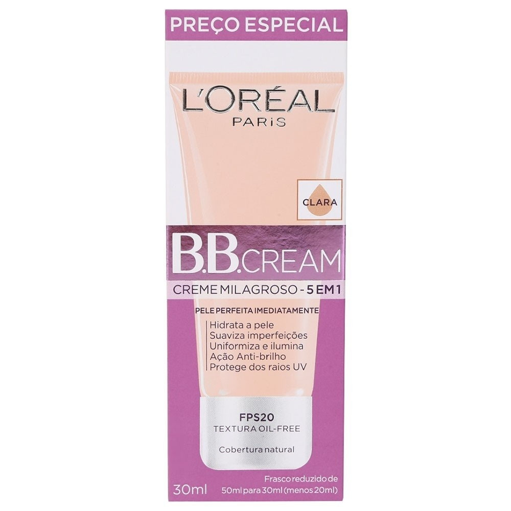 BB Cream 5 em 1 Loreal Creme Milagroso Fps20 Pele Clara