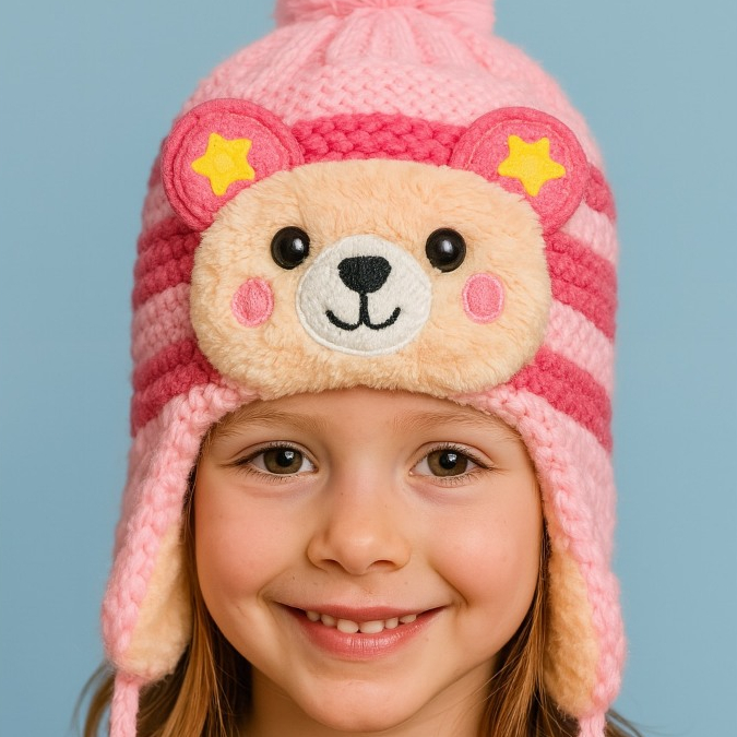 Touca Infantil Gorro de Bichinho Com Pompom Forrad