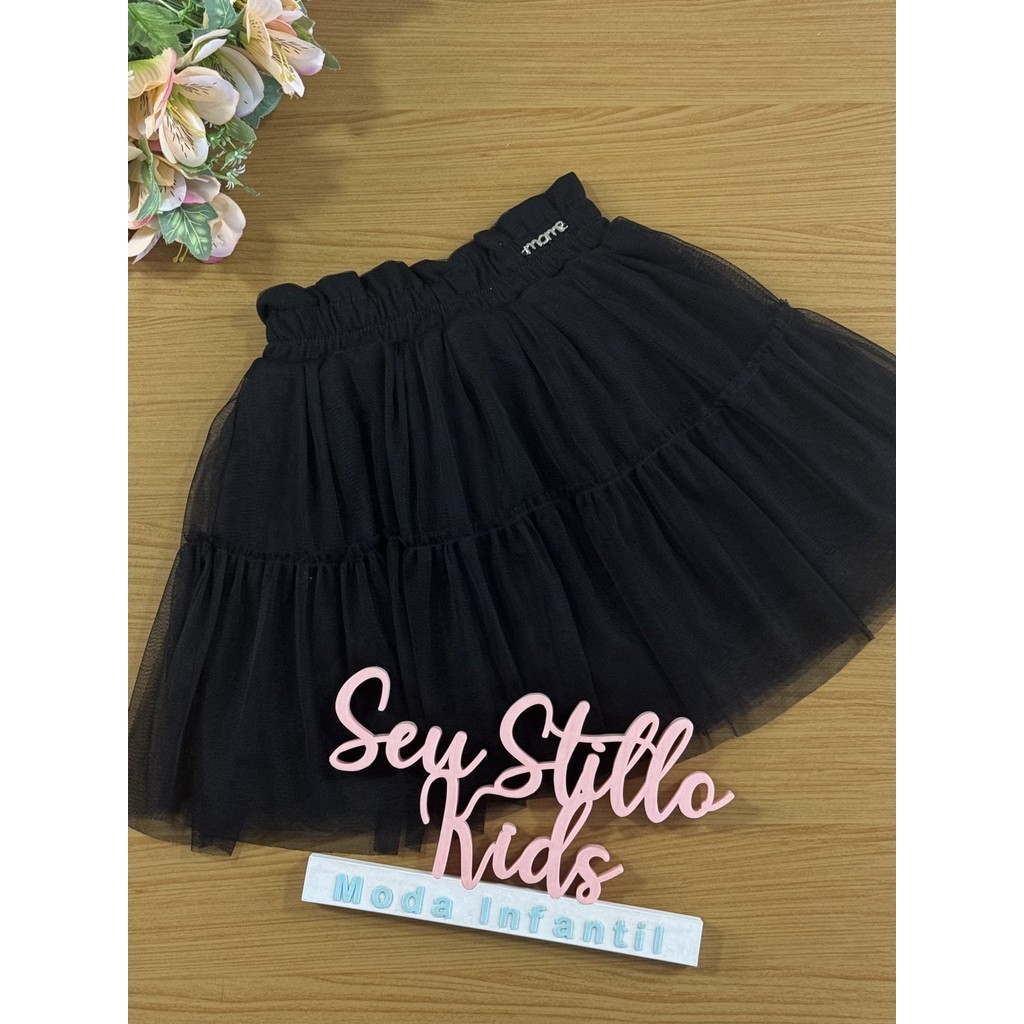 Saia Infantil Momi Inverno Preto Tule