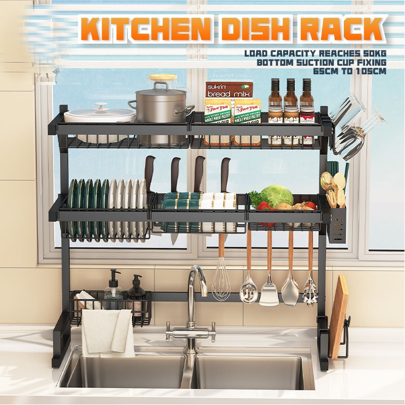 única/dupla camada Escorredor De Louças Organizador Aço Inoxidável Com Porta Copos e Porta Talher Pa