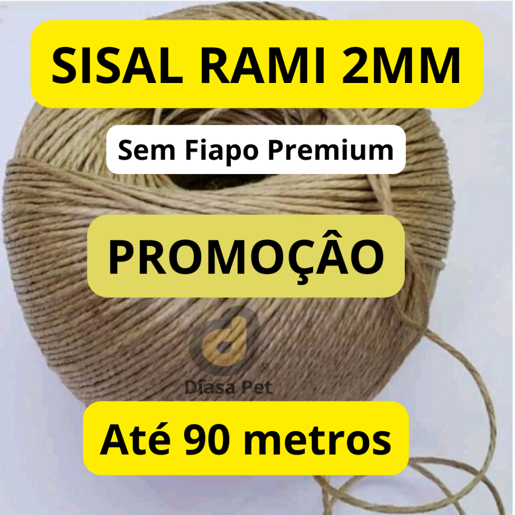 Sisal Rami 2mm 100 Gramas para Artesanatos, Convites, Lustres, Sousplat, Tapetes