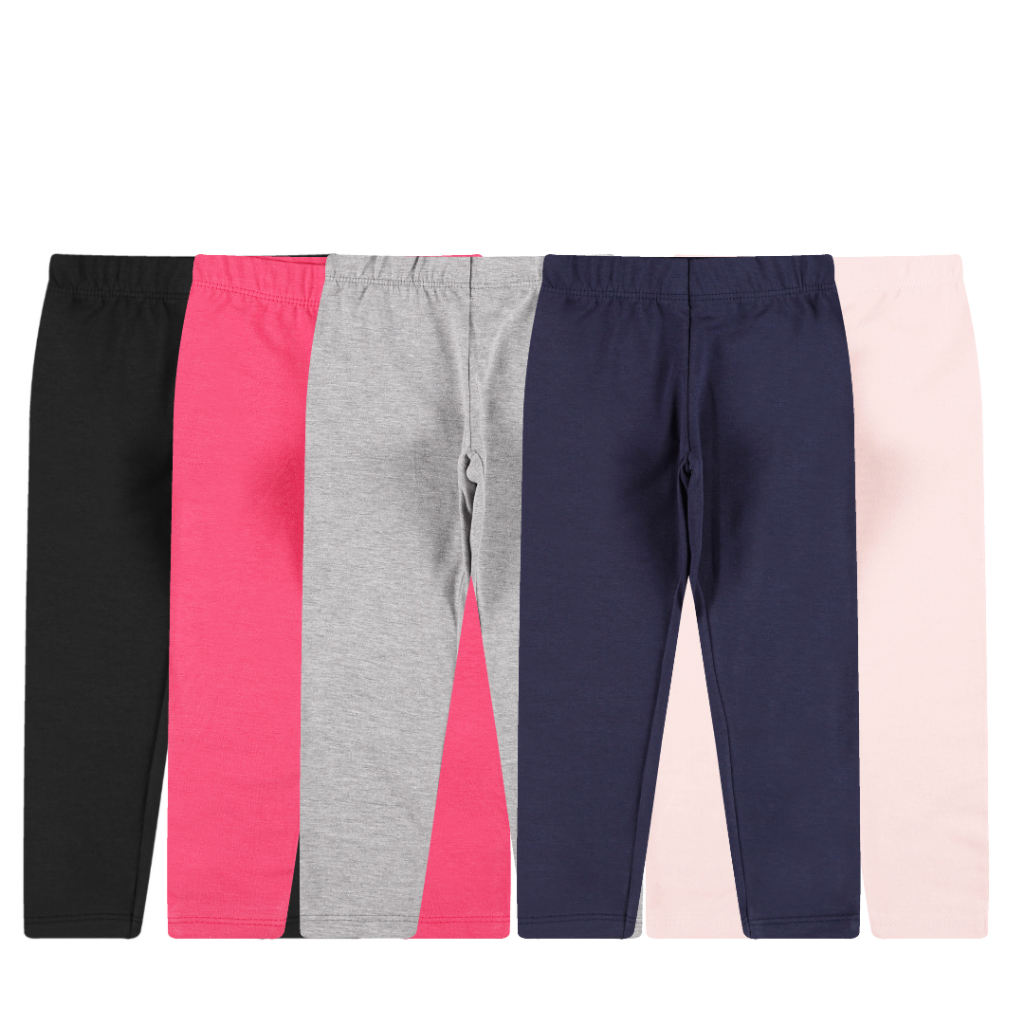 Kit Sortido 3 Calças Leggings Infantil Menina Cotton lisa 2 ao 16 anos