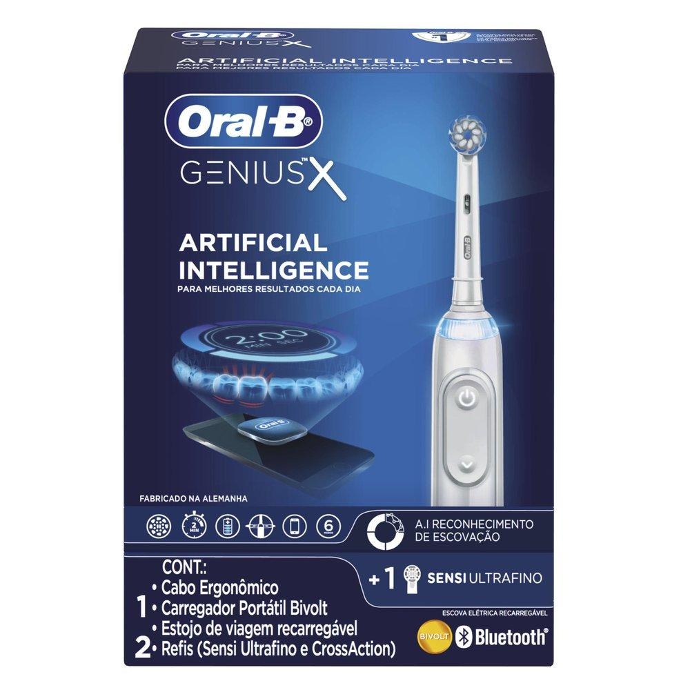 Escova Elétrica Oral-B Genius X Bivolt + 2 Refis Sensi Ultrafino e CrossAction