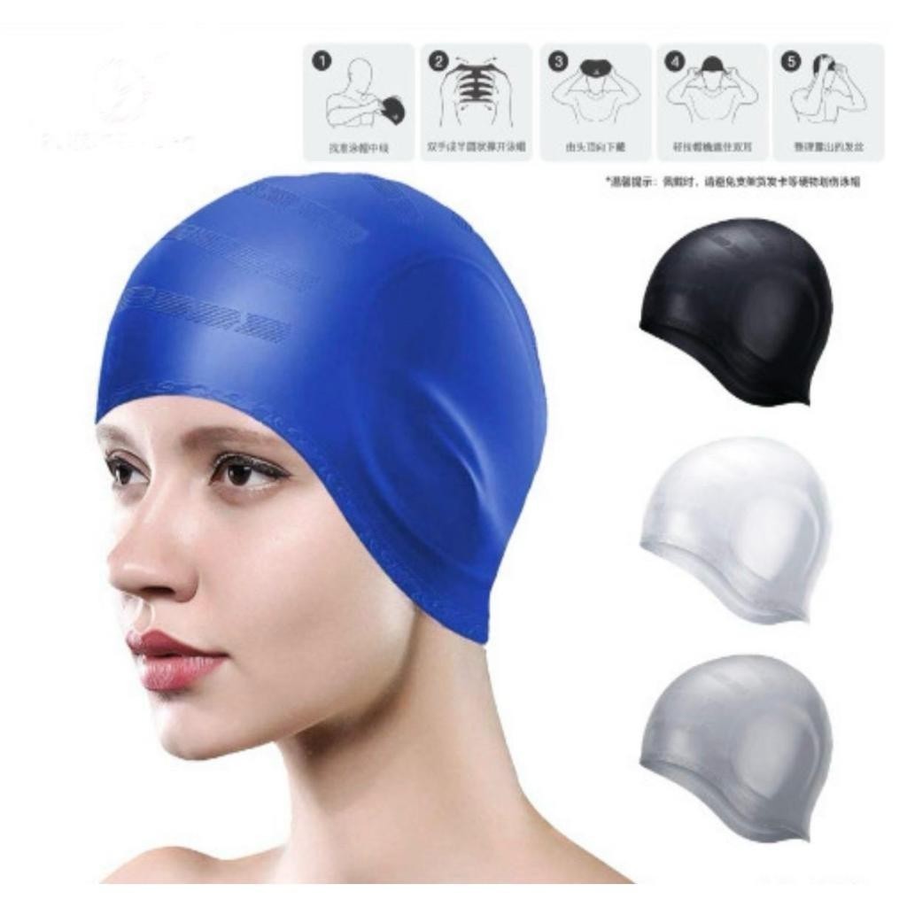 Touca Natação Silicone Profissional Unissex Protetor Ouvido Orelha Cabelo