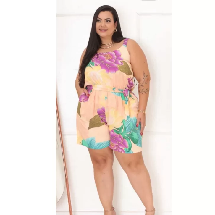 Macacão Curto feminino Macaquinho Linha Plus Size