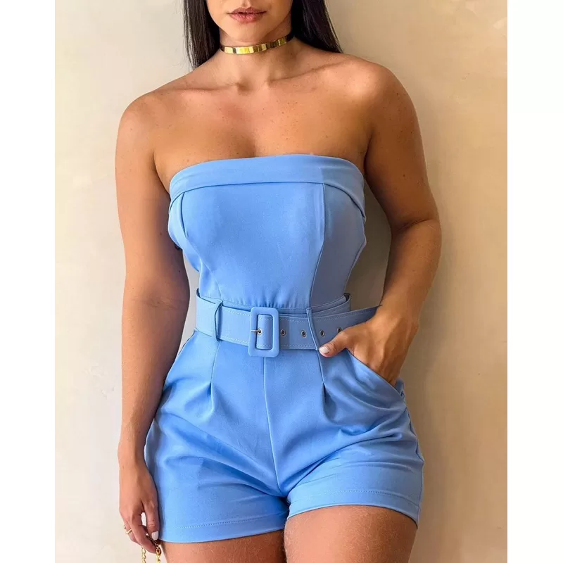 Macaquinho Alfaiataria Curto Social Com Cinto Modinha