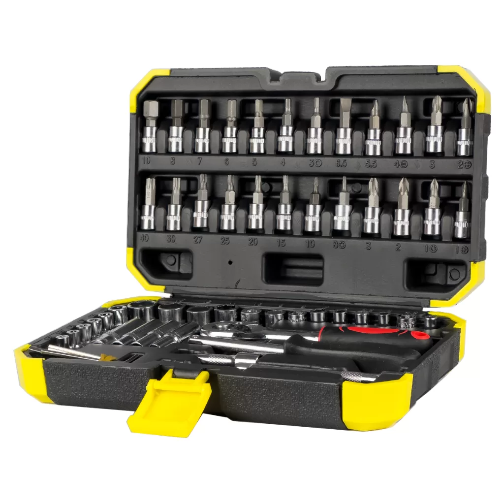 Jogo De Soquete 57 Peças 1/4 Catraca Chave Allen Com Maleta