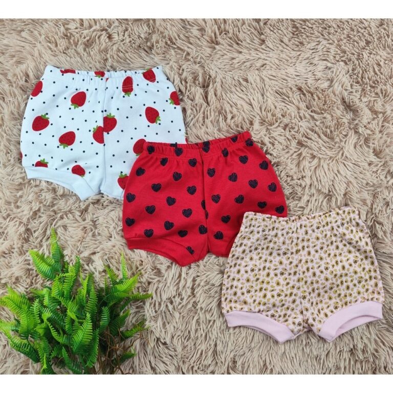 Kit Bebê 3 Shorts Sortido para Menina do RN ao G