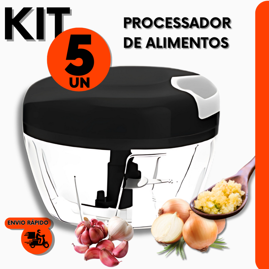 Kit Processador de Alimentos Cebola e Legumes Manual 3 Lâminas em Aço Inox P/ Restaurante Casa Bar