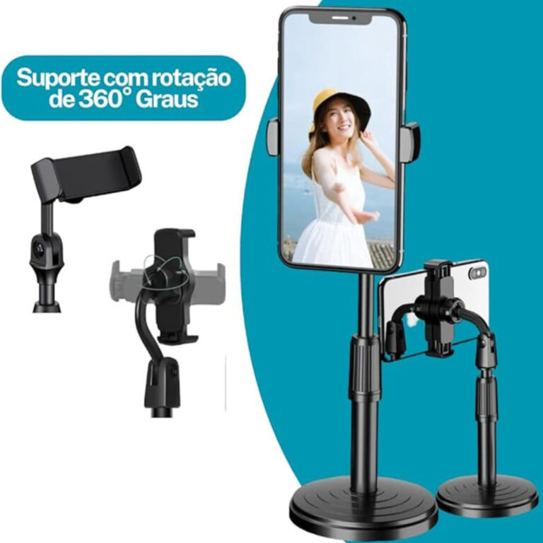 Suporte Tripé de Mesa para Celular Articulável 3