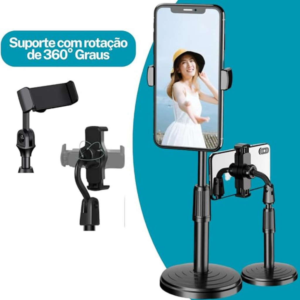 Suporte Tripé de Mesa para Celular Articulável 360°