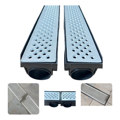Ralo Linear Piscina Banheiro Grelha Alumínio 10&#