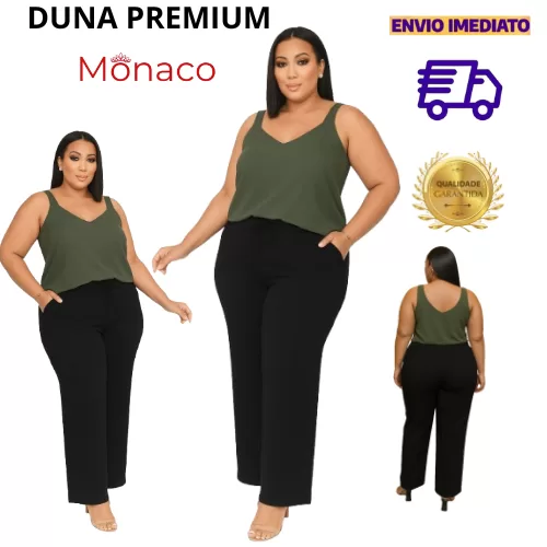 Calça Plus Size Pantalona Dupla Costura
