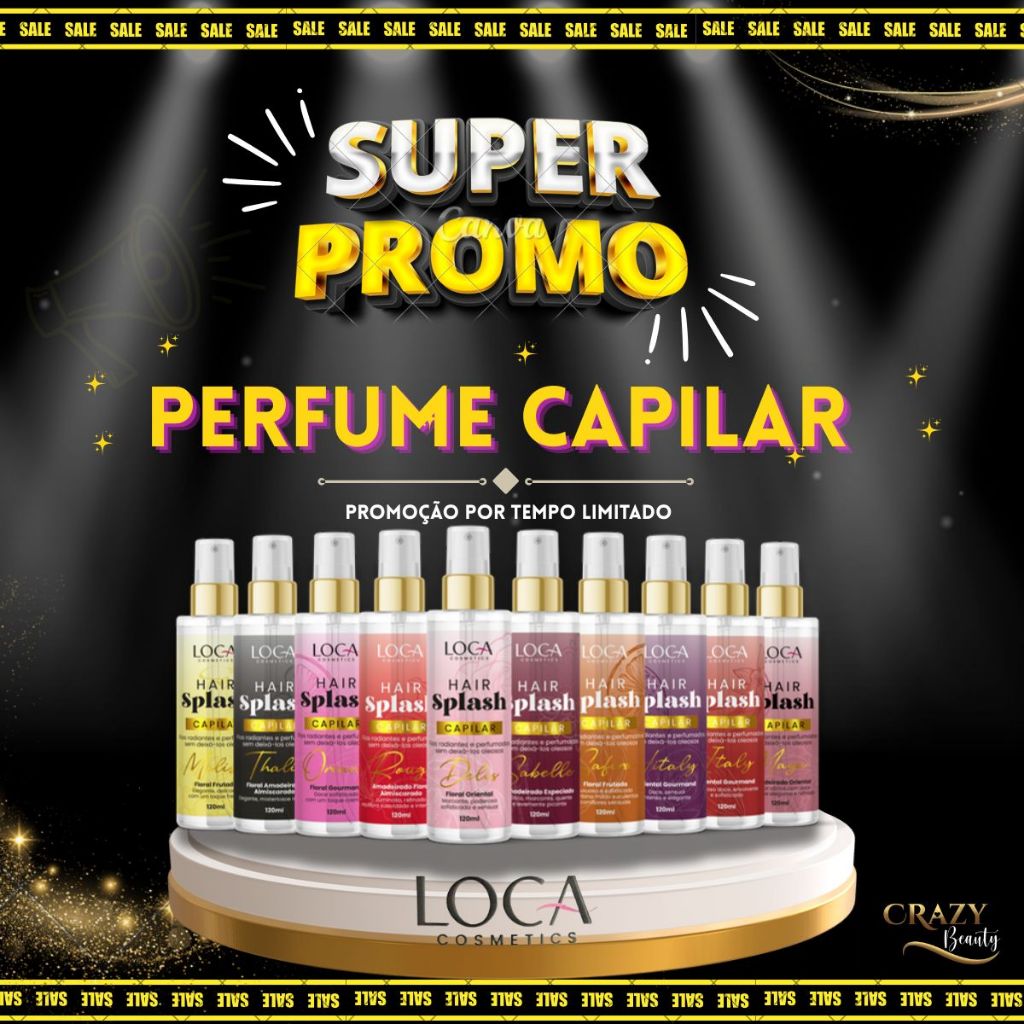 Perfume Capilar Loca Comestics 120ml – Brilho, Antifrizz e Hidratação – Todos os Cabelos