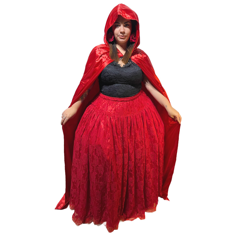 Capa De Pomba Gira Dupla Face Com Capuz Cetim