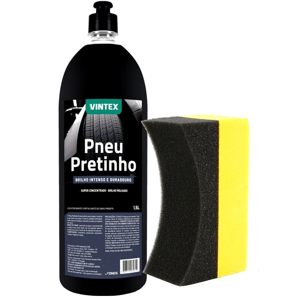 Pneu Pretinho Vintex Vonixx 1,5L + Aplicador de Pneu Pretinho Karbox