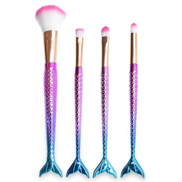 Kit 4 Pincéis para Maquiagem Sereia Unicórnio P
