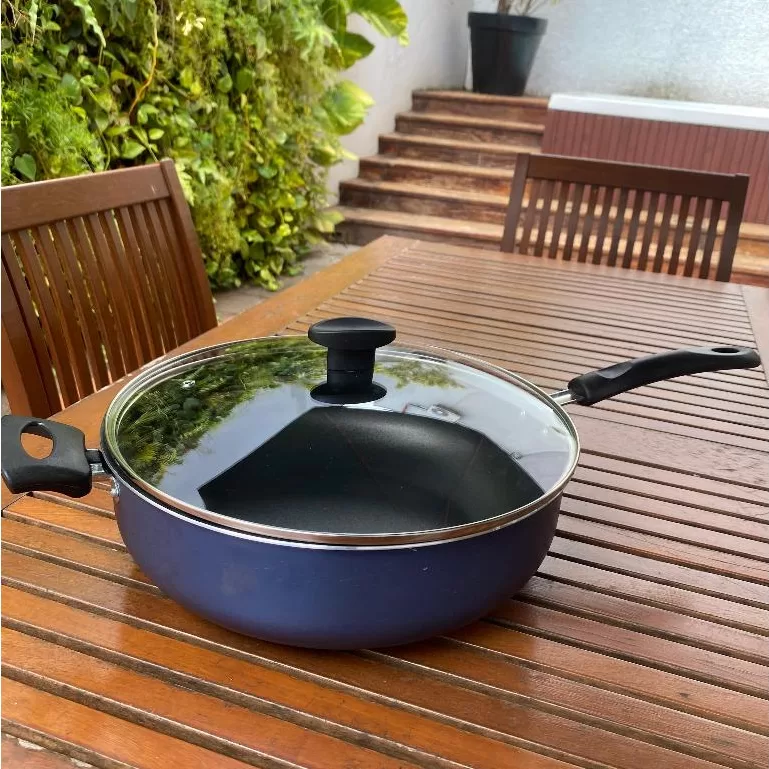 Frigideira Wok 30 Cm Com Antiaderente Teflon E Tam