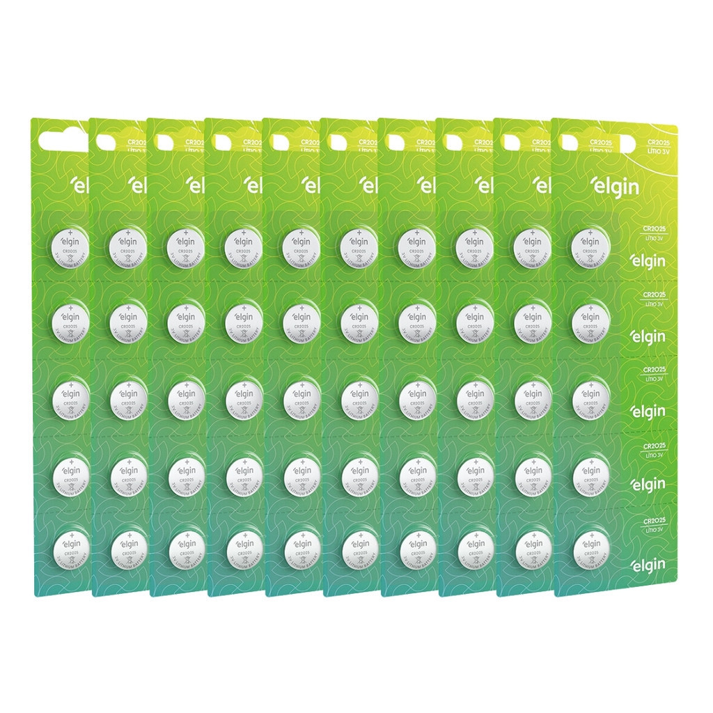 Kit 50 Baterias Pilha Moeda Cr2025 3v Relógio Elgin