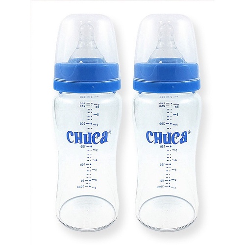 KIT 2 MAMADEIRAS VIDRO BICO SILICONE CHUCA BABY  &
