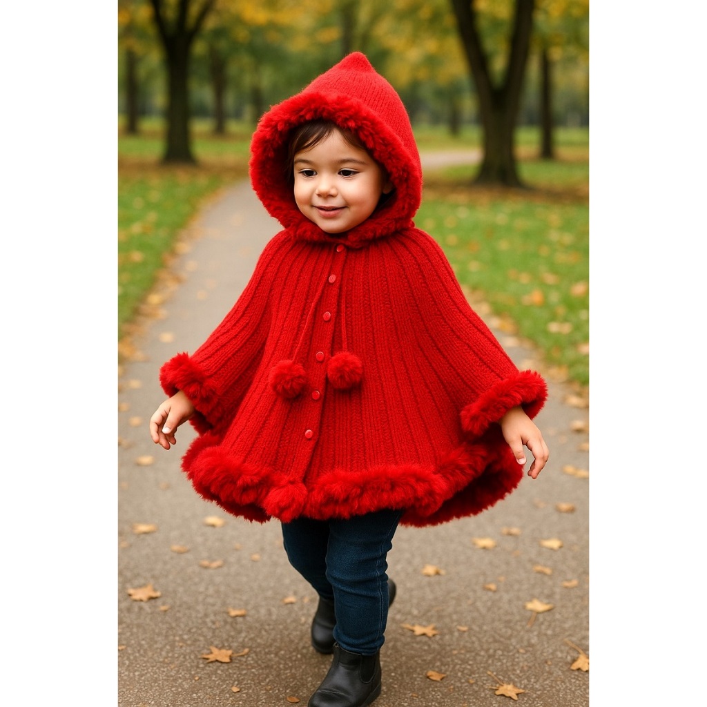 **PONCHO TRICÔ INFANTIL  ( CAPA COM CAPUZ) PELERINE **