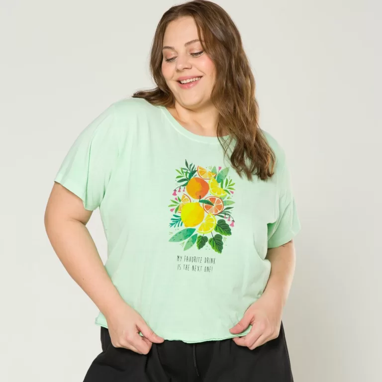 Blusa Feminina Curta de Algodão Plus Size com Est