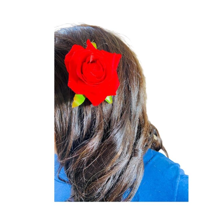Mini Rosa Vermelha Aveludada Presilha de Cabelo Ac