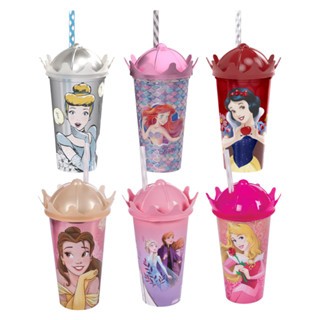 Copo Infantil com Canudo com Coroa Princesas 500ml