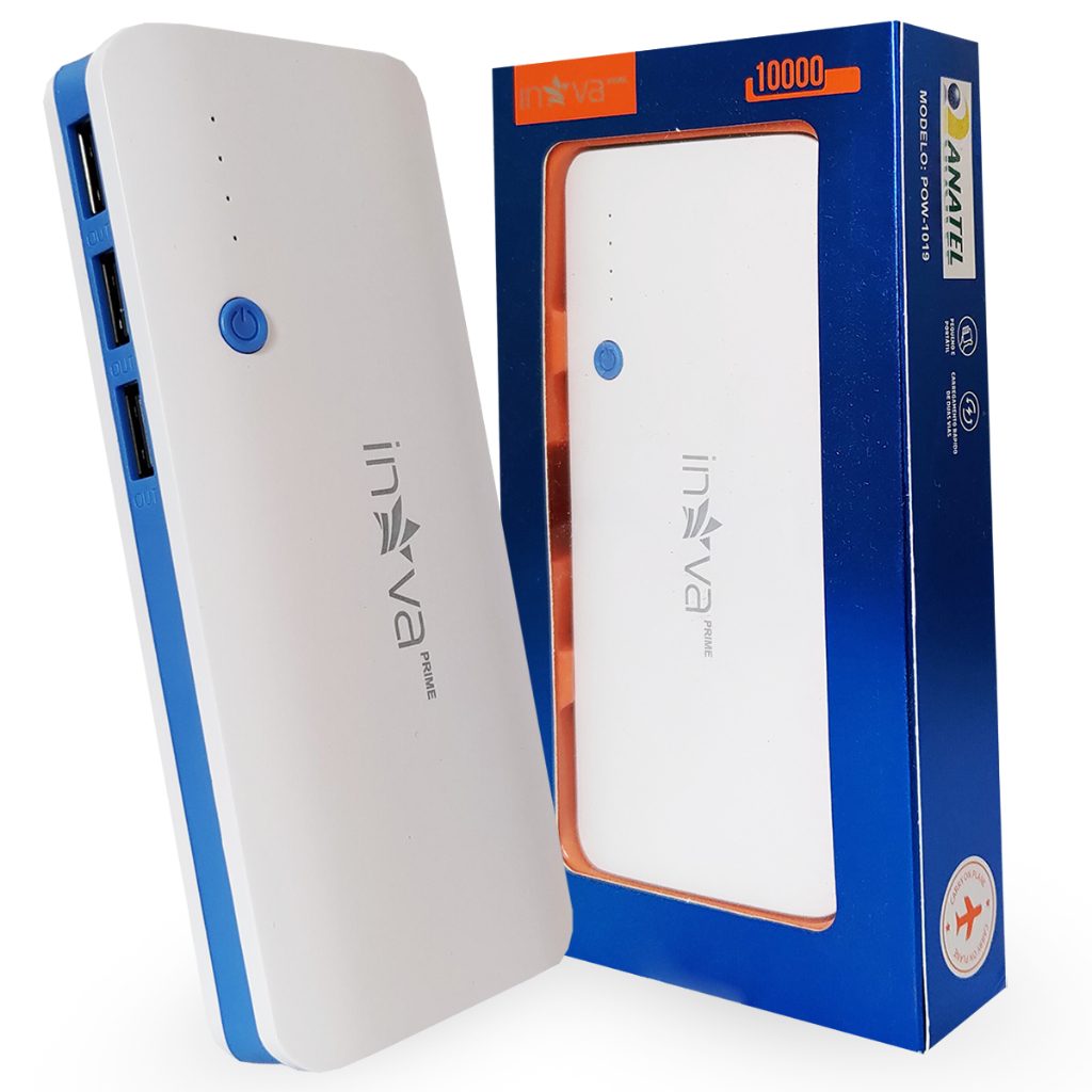 Power Bank 10000mAh com 3 Saídas USB Bateria Externa Universal Inova