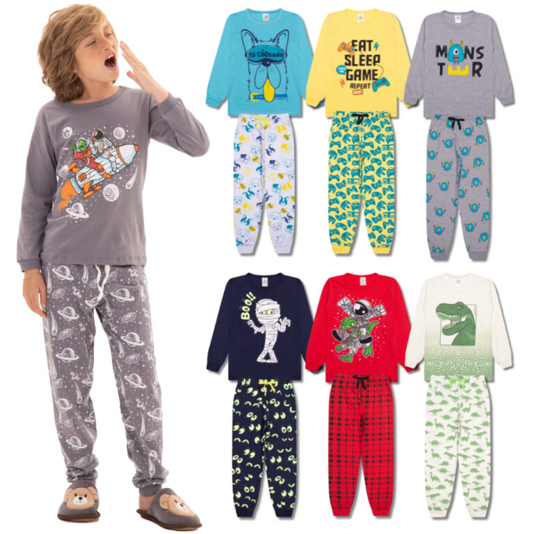 Kit Sortido 6 Peças Pijama Comprido Infantil Meni