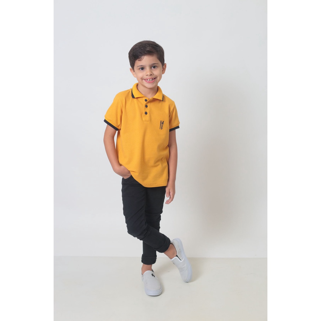 Camisa Polo ou Body Infantil Mostarda