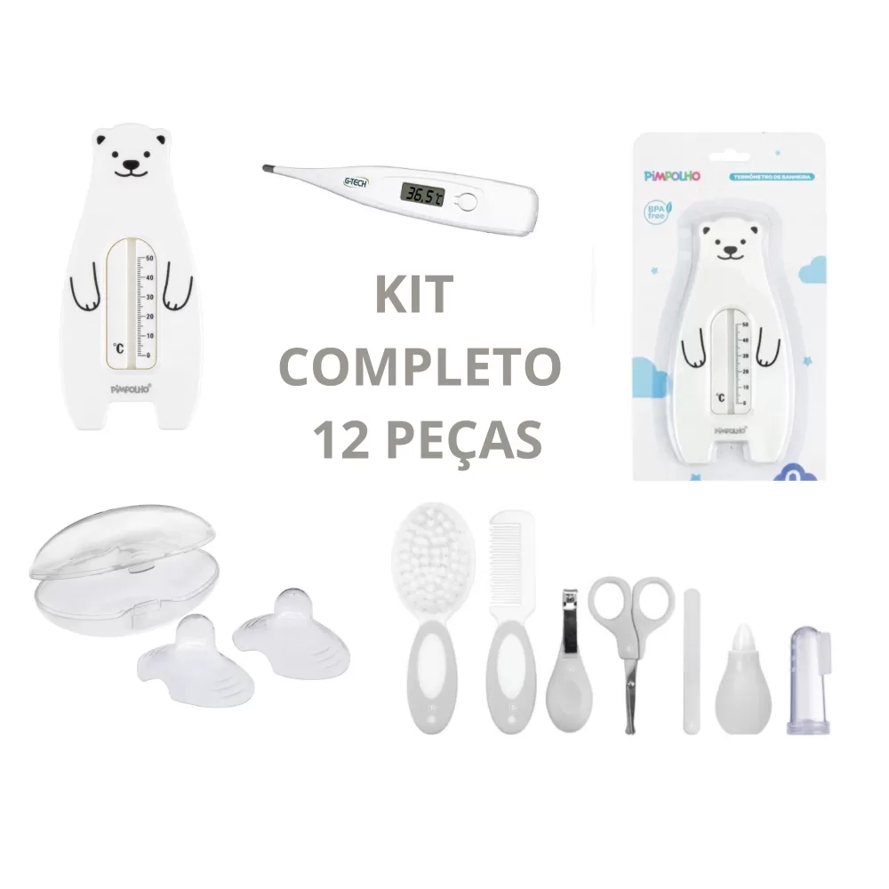 Kit Higiene 12 Peças Bebê  Neutro Pimpolho e Buba| Enxoval Completo
