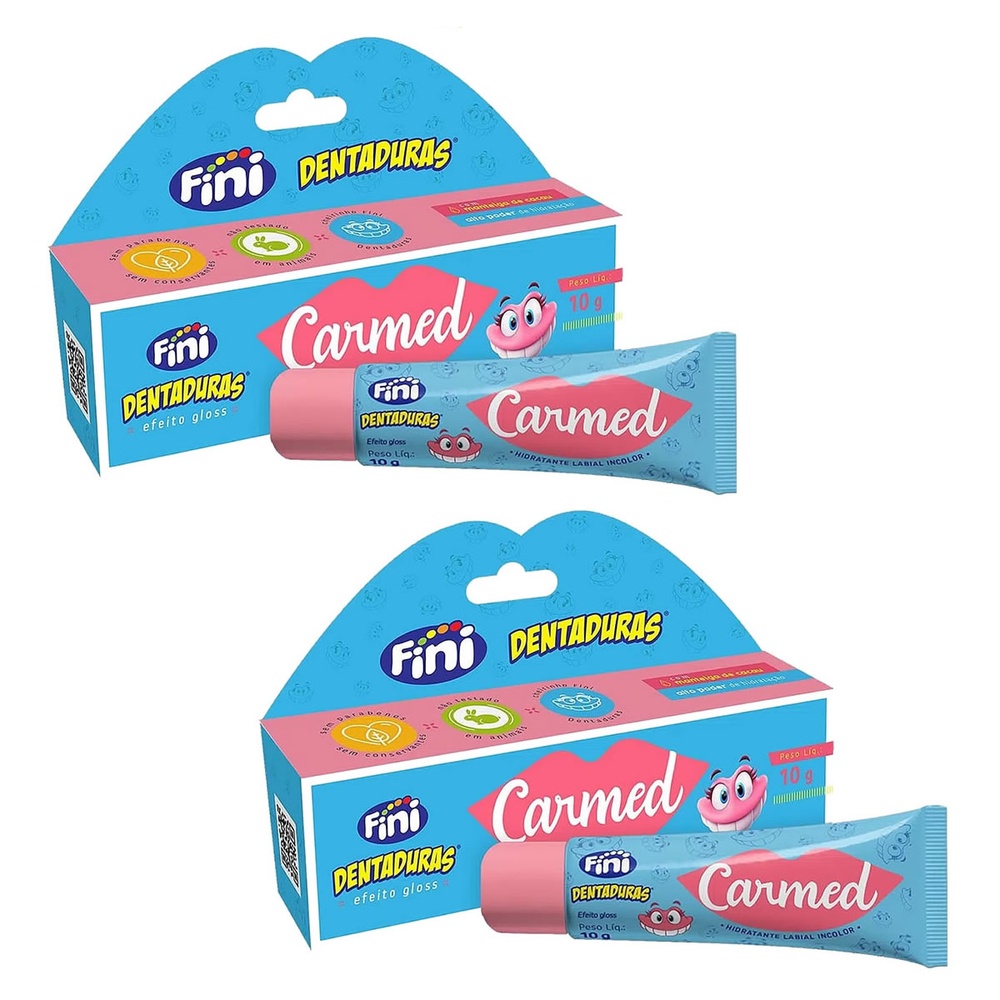 Kit 2 Unidades Hidratante Labial Carmed Fini Dentaduras Efeito Gloss 10g