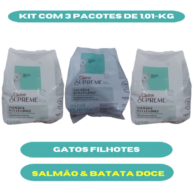 Quatree supreme gatos filhotes kit com 3 pacotes d