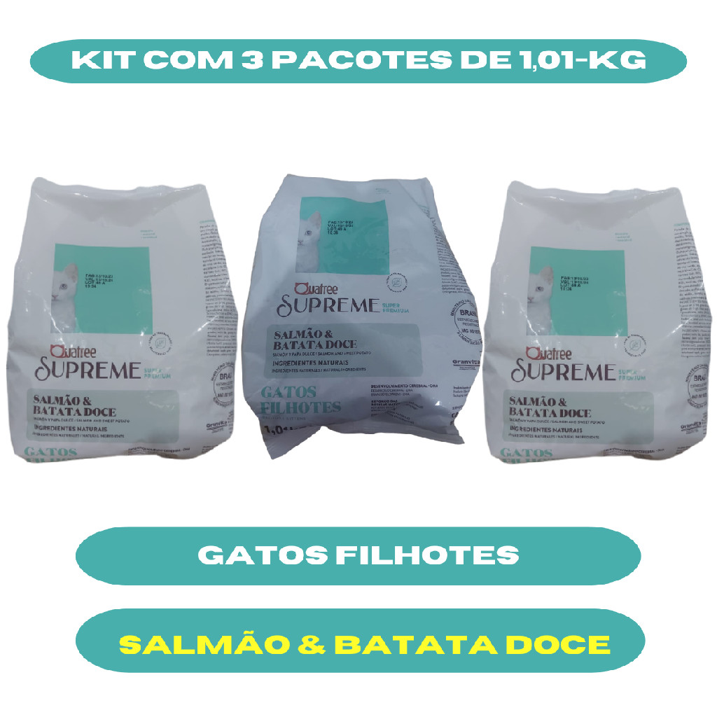 Quatree supreme gatos filhotes kit com 3 pacotes de 1-kg