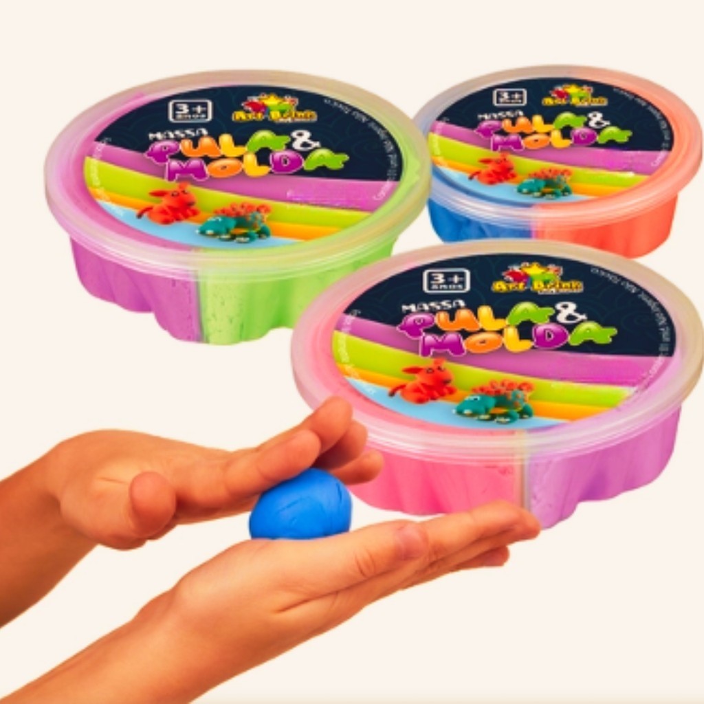 Conjunto 3 Massa Pula e Molda Não Gruda, Não Suja Não gruda Divertido