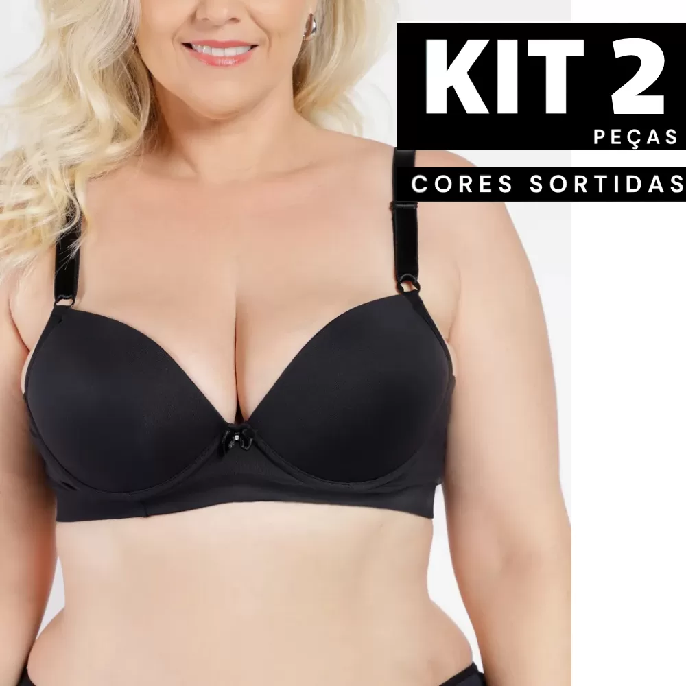 Kit 2/1 Sutiã Com Bojo Base Reforçada Dia a Dia Confortável Alças Reguláveis Reforçado Barato
