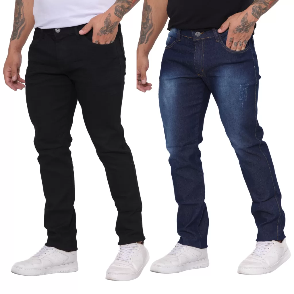 Kit 2 Calças Jeans Masculina Skinny C/ Lycra Tamanhos 36 ao 48