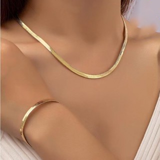 Conjunto Feminino Colar de Osso de Cobra Laminado 